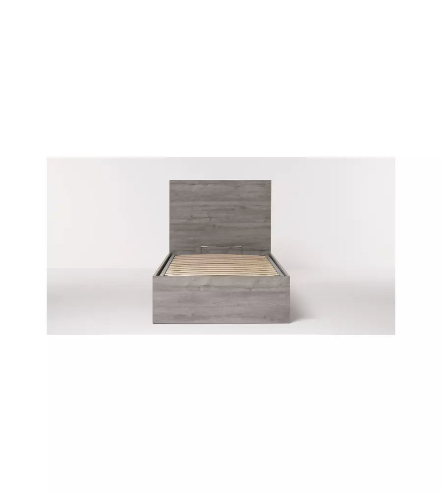 LETTO SINGOLO CONTENITORE "HI BOX" ROVERE GRIGIO 90X190 CM